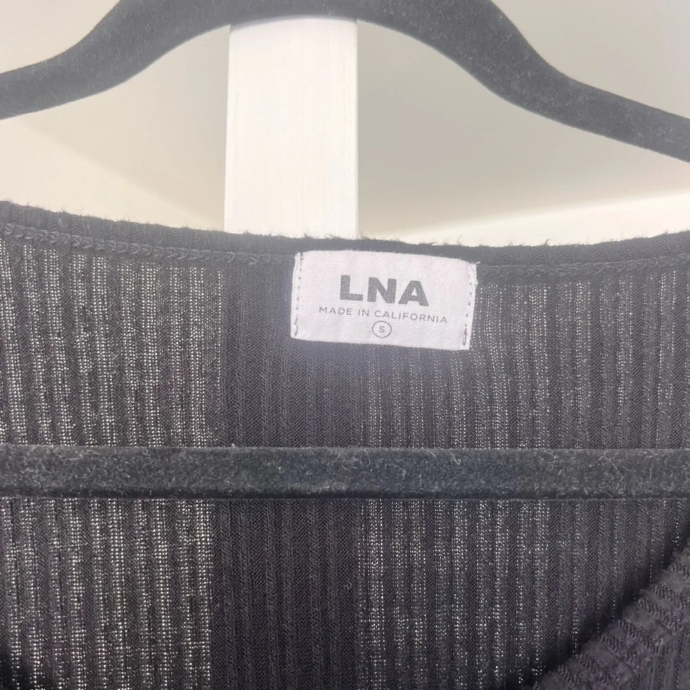 LNA Black Ribbed Button-Up Top - Picture 4 of 6
